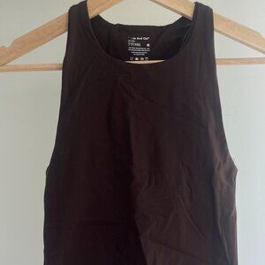 Frank and Oak Athletic Deep Mocha Brown Crop Top with Built in Bra